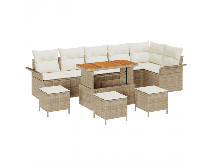 Sonata H 10 частен комплект градински диван с възглавници Бежов полиестерен ратан акация