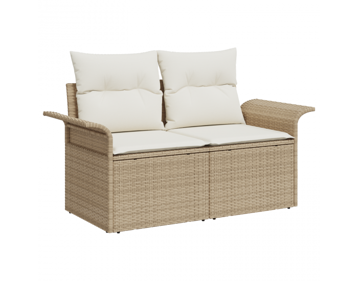 Sonata H 12 Частен Градински Диван с Възглавници Бежов Полиратан Акация