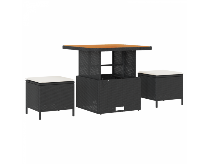 Комплект градински диван от 13 части с възглавници черен полиратан акация