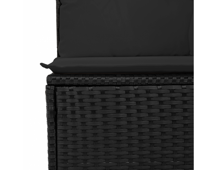 Комплект от 9 части градински диван на Sonata H с възглавници черен полиратан акация