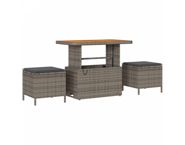 Комплект от 9 части диван за градина Sonata H с възглавници Сив полиестер Акайсия