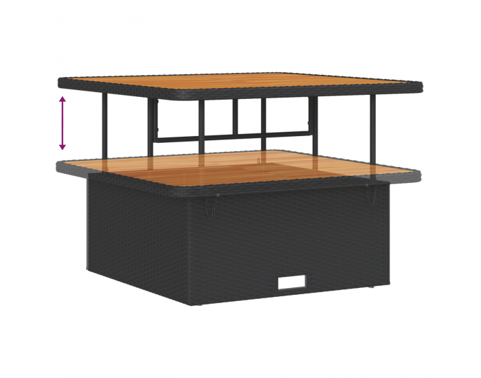 Sonata H 11 Часова градинска мебел с възглавници Черен Полиратан Акация