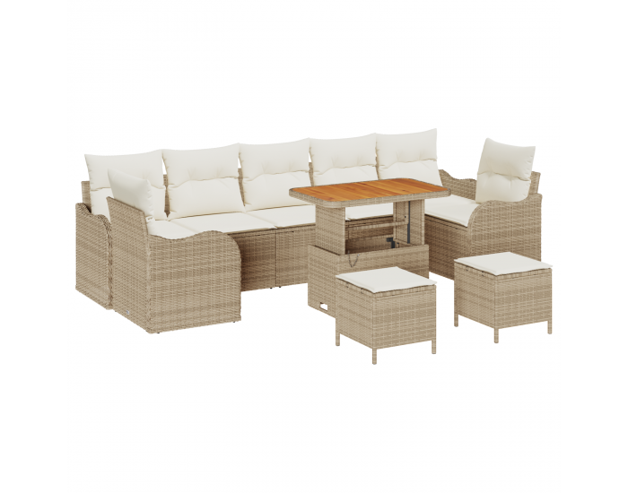 Sonata H 10 Частен Градински Комплект Диван с Възглавници Бежов Полиратан Акация