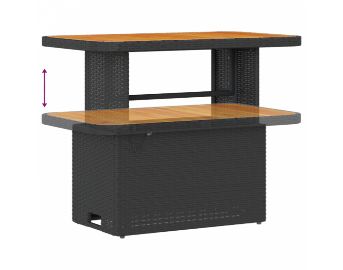 Sonata H комплект от 8 части градински диван с възглавници черен полиратан акация