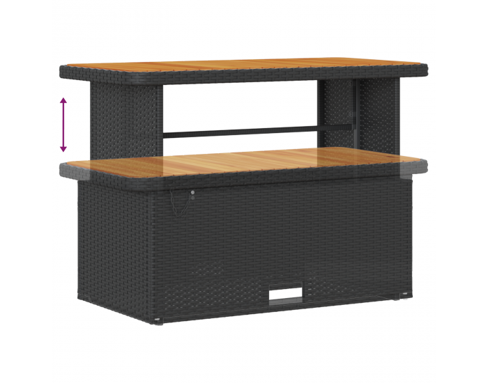 Sonata H 10 Частен градински диван комплект с възглавници Черен полирани ратан Акация