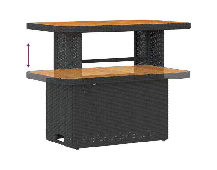Sonata H 12 Часовен Градински Софа Комплект с Възглавници Черен Полиратан Акация