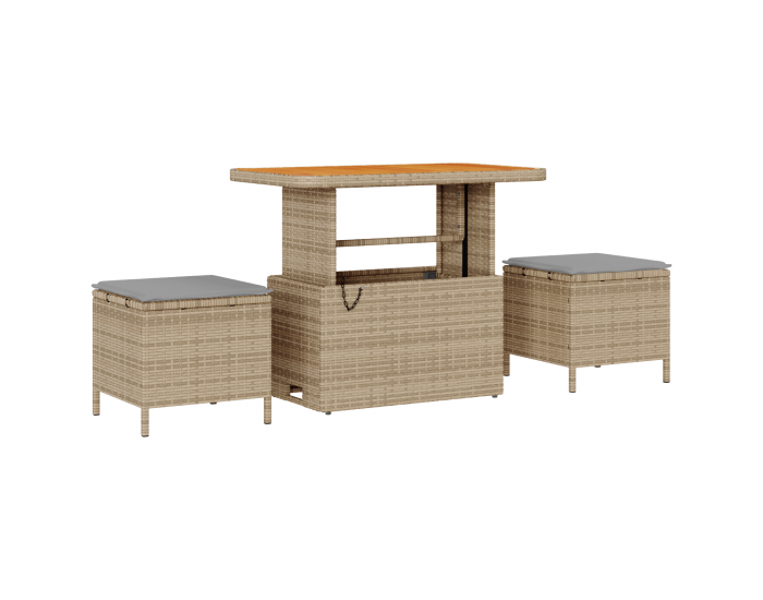 Sonata H 13 частов градински диван комплект с възглавници бежов полиратан акация