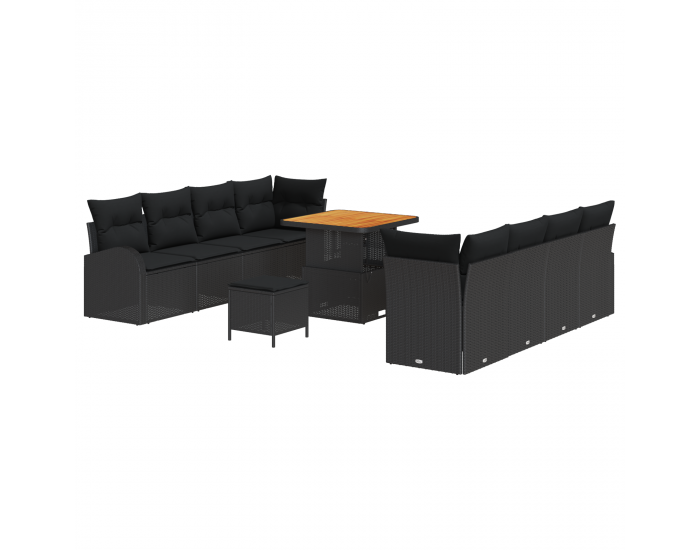 Sonata H 11 Частен Градински Сет За Мек Сет С Възглавници Черен Полиратан Акация