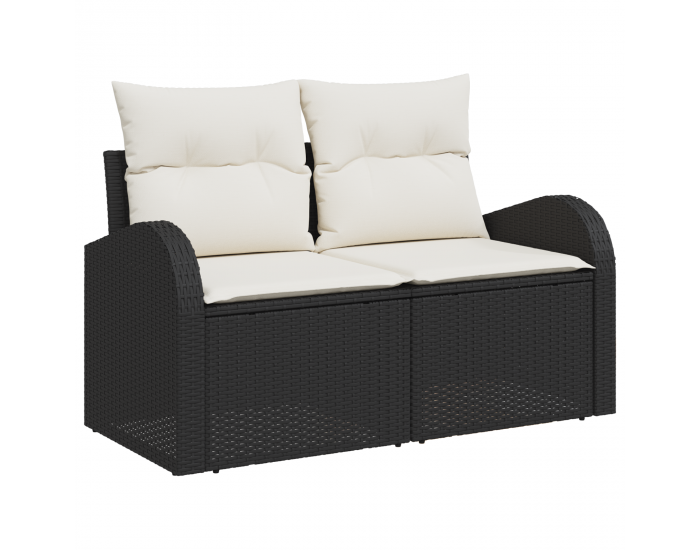 Sonata H 11 Часова Градинска Диван Комплект С Възглавници Черен Полирана Ратан Акация