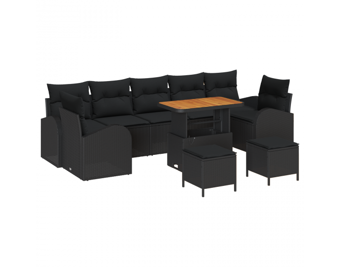 Sonata H 10 Часов комплект градински дивани с възглавници черен полиратан акация