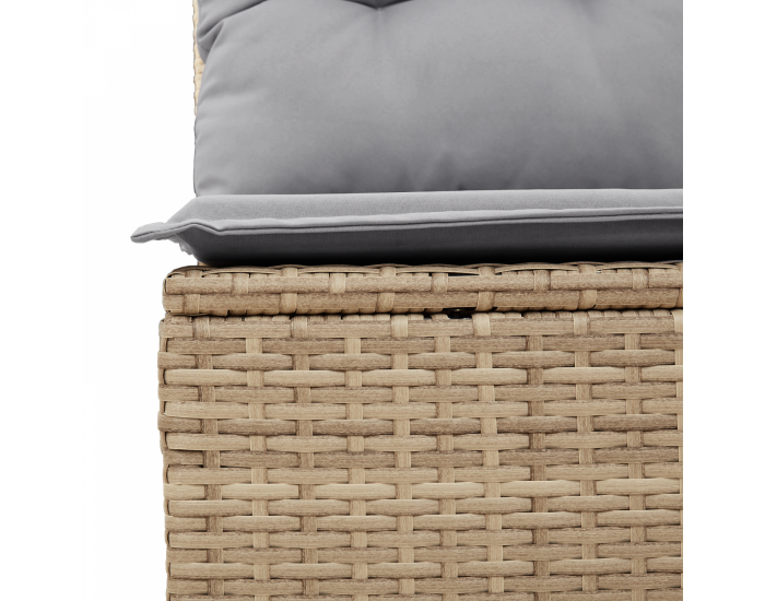 Комплект от 9 парчета градински диван с възглавници Бежов поли ратан акация