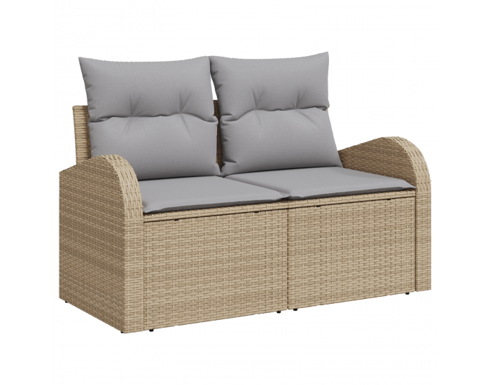 Sonata H 12 Частен Градински Диван Комплект с Възглавници Бежов Полиратан Акация