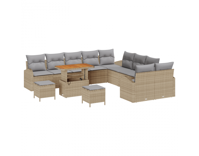 Sonata H 13 частен комплект градински диван с възглавници бежов полиратан акация