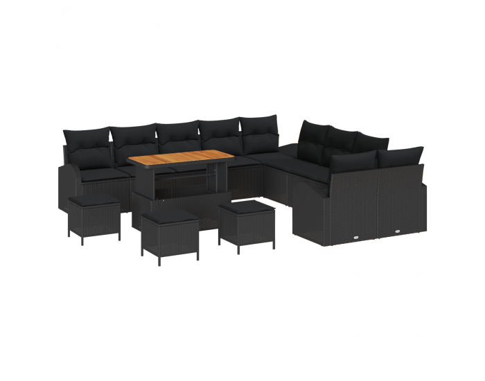 Sonata H 4 частен комплект градински диван с възглавници черен полиратан