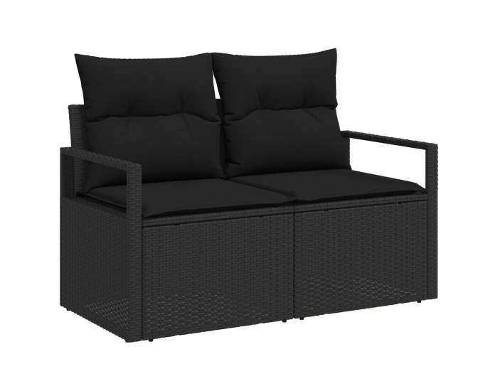 Sonata H 10 части комплект градински диван с възглавници Черен полиратан акация
