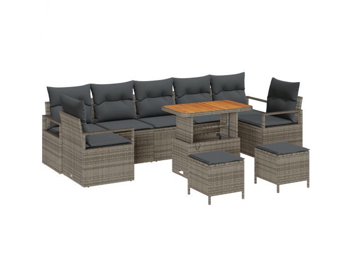 Sonata H 10 частен градински диван комплект с възглавници сив полиратан акация
