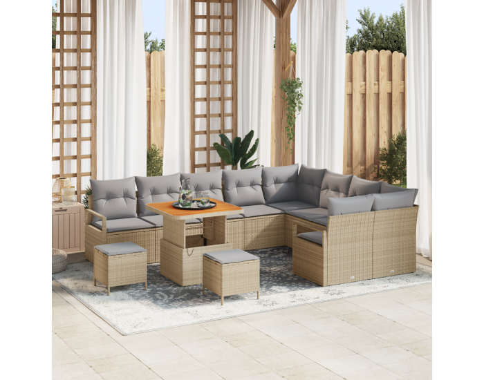 Sonata H 12 Частов комплект градински диван с възглавници Бежов полиратан