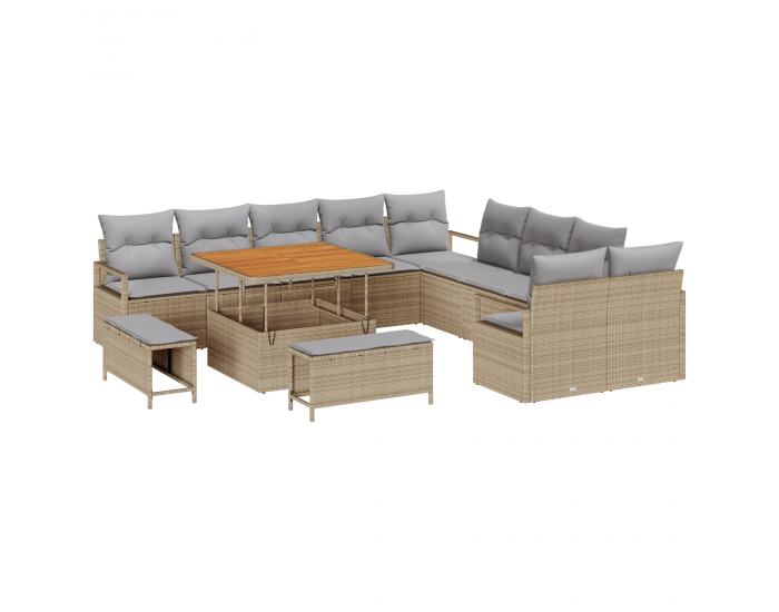 Sonata H 13 частен комплект градински диван с възглавници бежово полиратанов акация