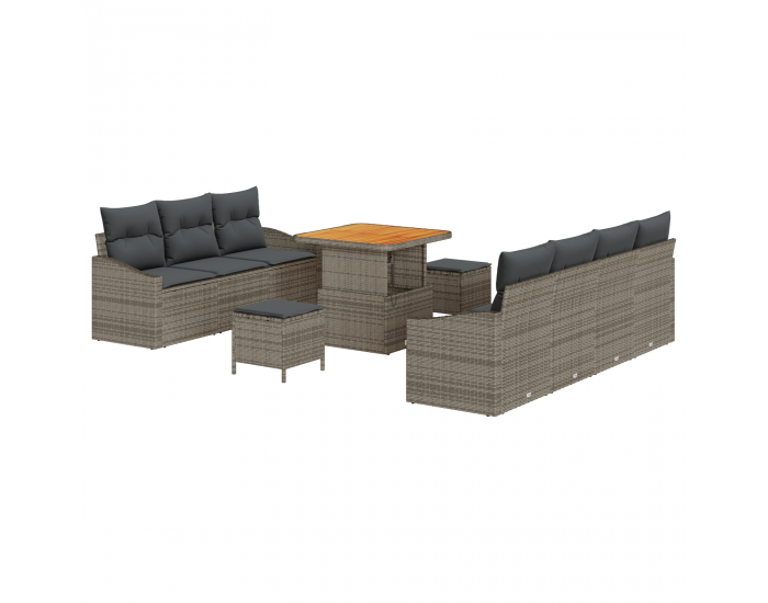 Sonata H 10 парчен градински диван комплект с възглавници сиво полипропилен акация