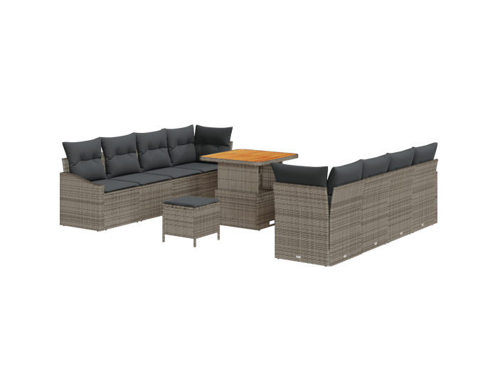 Sonata H 11 частен комплект градински диван с възглавници сив полирано ратанов акация