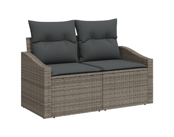 Sonata H 11 частен комплект градински диван с възглавници сив полирано ратанов акация