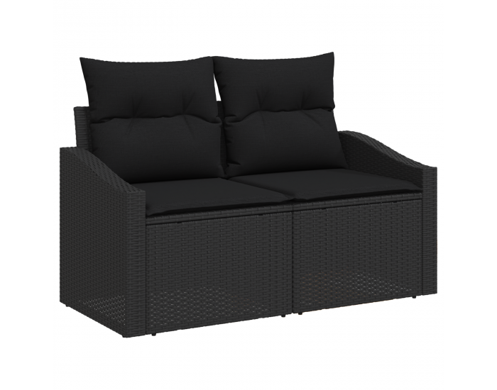 Sonata H 10 части градински диван комплект с възглавници Черен Полиратан Акация