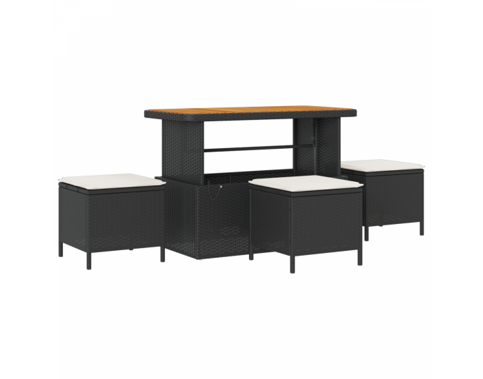 Комплект от 13 части градински диван с възглавници черен полиратан