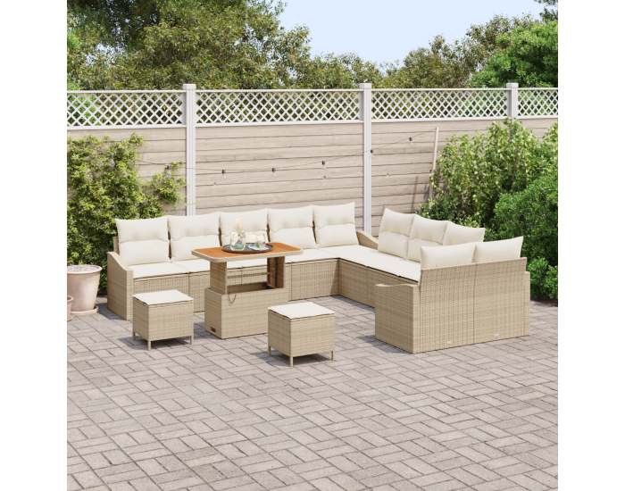 Sonata H 13 части комплект градински диван с възглавници бежов полиратан