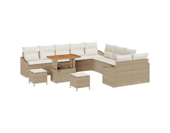 Sonata H 13 части комплект градински диван с възглавници бежов полиратан