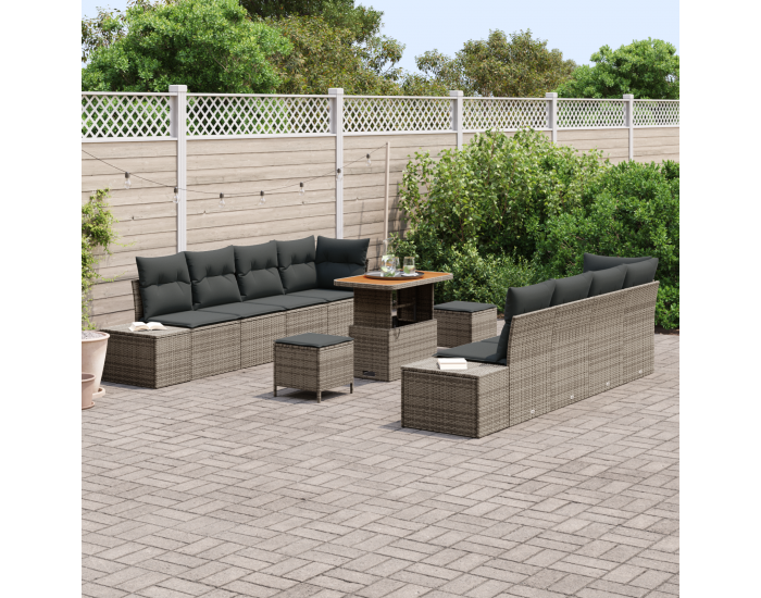 Sonata H 11 частен комплект градински софи с възглавници Сив Полиратан Акация