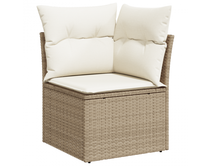 Sonata H 11-членен комплект градинска софа с възглавници, бежов полиратан и акация