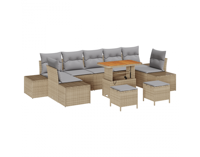 Sonata H 10 частен градински комплект с възглавници Бежов полиратан акация