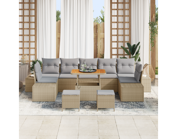 Sonata H 10 частен градински комплект с възглавници Бежов полиратан акация