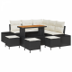 9-частен градински диван комплект с възглавници Черен полиратан Акация
