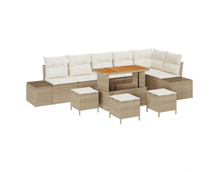 Sonata H 10 частен градински диван комплект с възглавници бежов полиратан акация