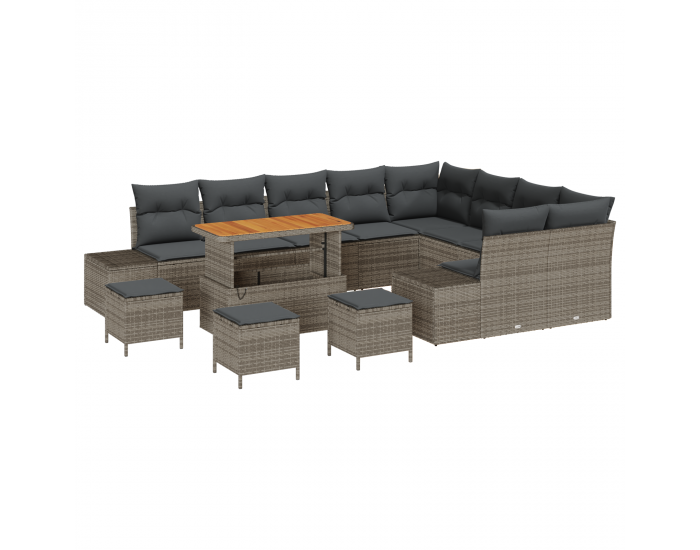 Sonata H 13 Частен Комплект Градинско Канапе с Възглавници Сиво Полиртан