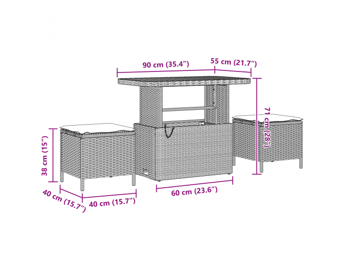 8 части градински диван комплект с възглавници сив полиратан