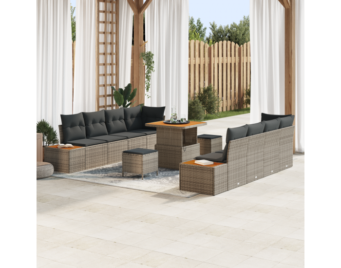 Sonata H 11 частен комплект градински диван с възглавници сиво полиратан акация