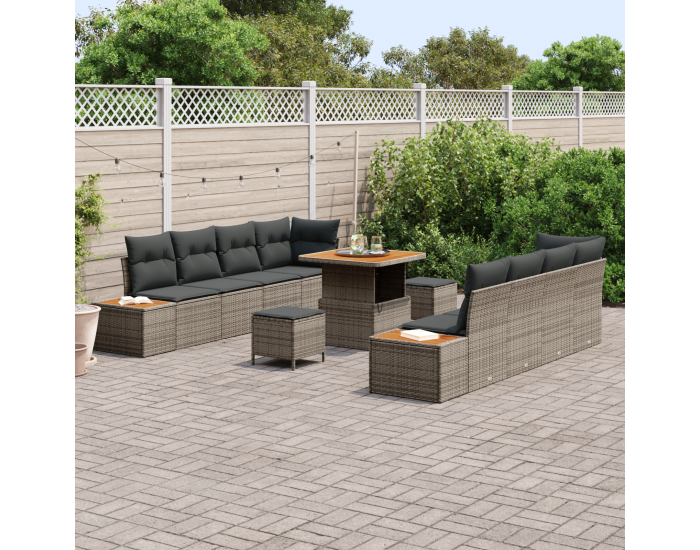 Sonata H 11 частен комплект градински диван с възглавници сиво полиратан акация