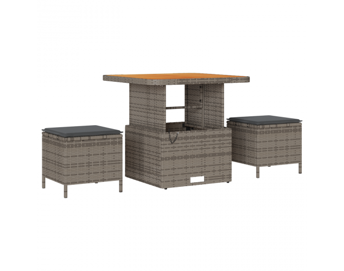 Sonata H 12 Piece Garden Sofa Set with Cushions Grey Poly Rattan Acacia