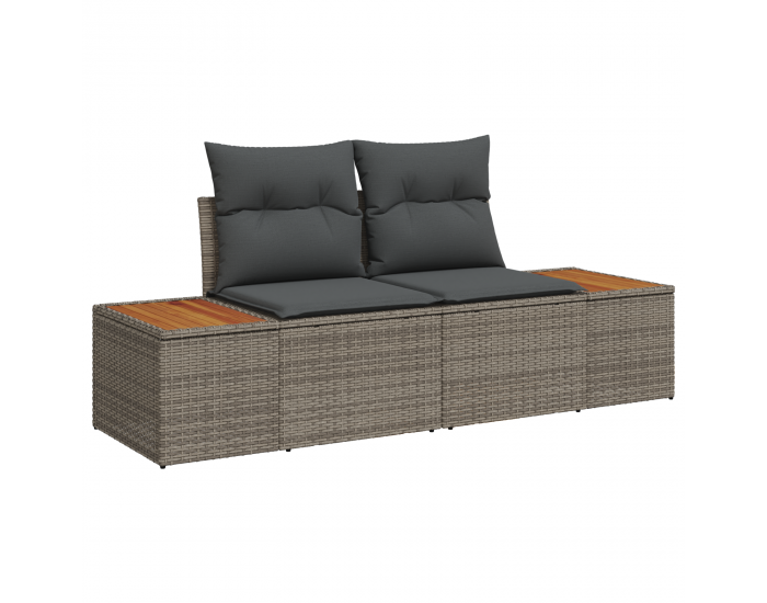 Sonata H 12 Piece Garden Sofa Set with Cushions Grey Poly Rattan Acacia