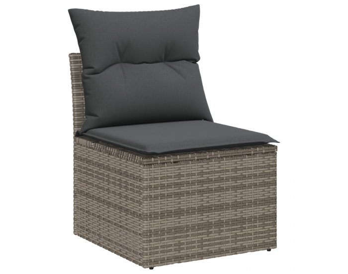 Sonata H 12 Piece Garden Sofa Set with Cushions Grey Poly Rattan Acacia