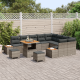 Sonata H 12 Piece Garden Sofa Set with Cushions Grey Poly Rattan Acacia