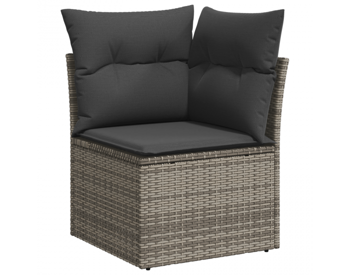 Sonata H 12 Piece Garden Sofa Set with Cushions Grey Poly Rattan Acacia