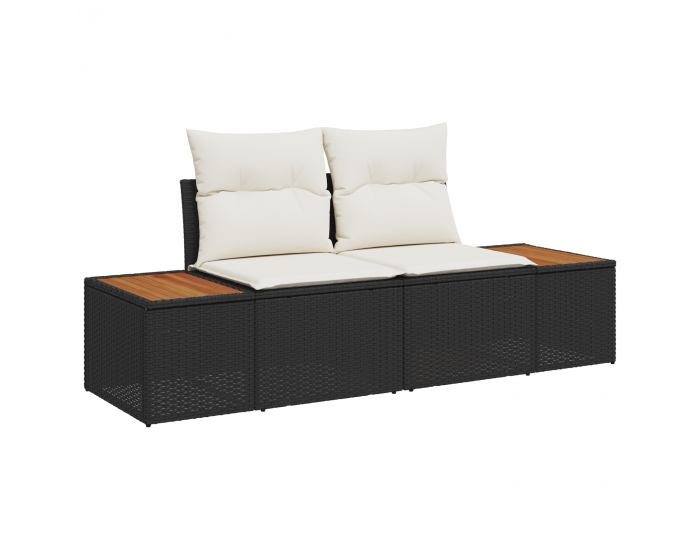 Sonata H 13 Частен комплект градински диван с възглавници Черен Полиратан