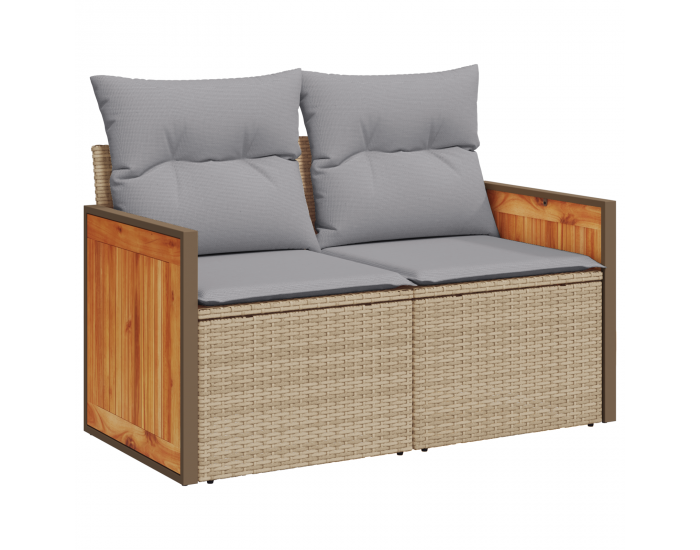 8 частен градински комплект софи с възглавници бежов полиратан акация