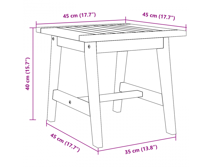 Sonata H Масичка 45x45x40 см от масивна акациева дървесина