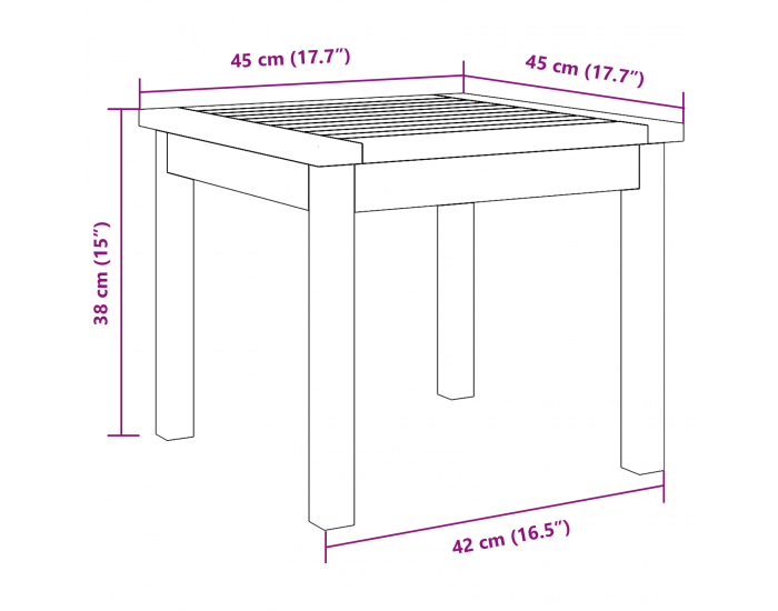 странична маса Sonata H 45x45x38 см от масивна акациева дървесина