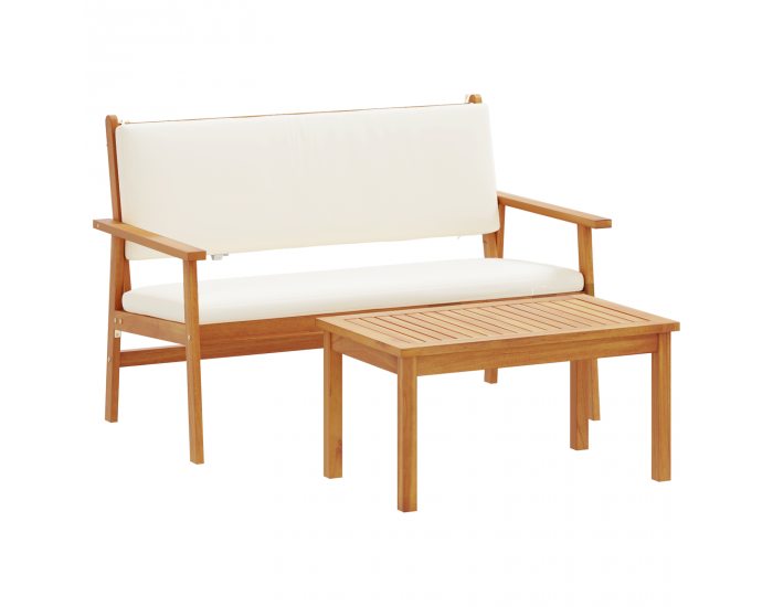 Sonata H 4 Часовен комплект градински диван с възглавници от масивна акациева дървесина