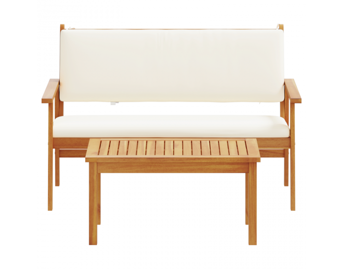 Sonata H 4 Часовен комплект градински диван с възглавници от масивна акациева дървесина